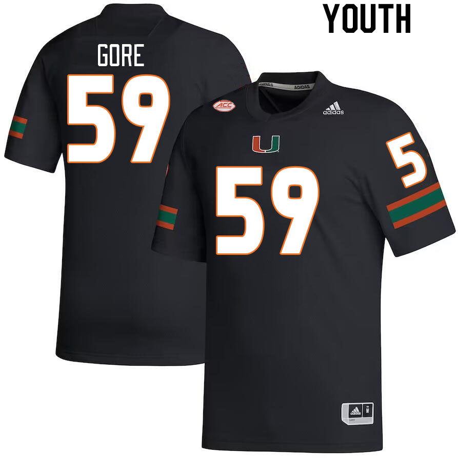 Youth #59 Thomas Gore Miami Hurricanes College Football Jerseys Stitched Sale-Black
